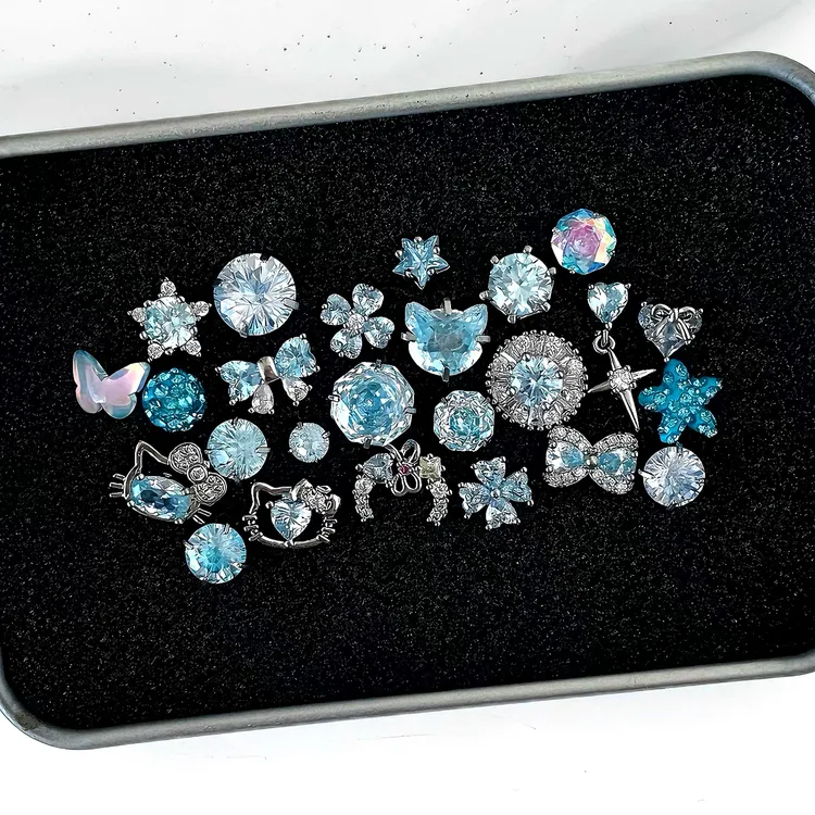 钛钢耳饰 清水芙芙RINGRING商店蓝色系养耳防过敏爆闪耳骨钉