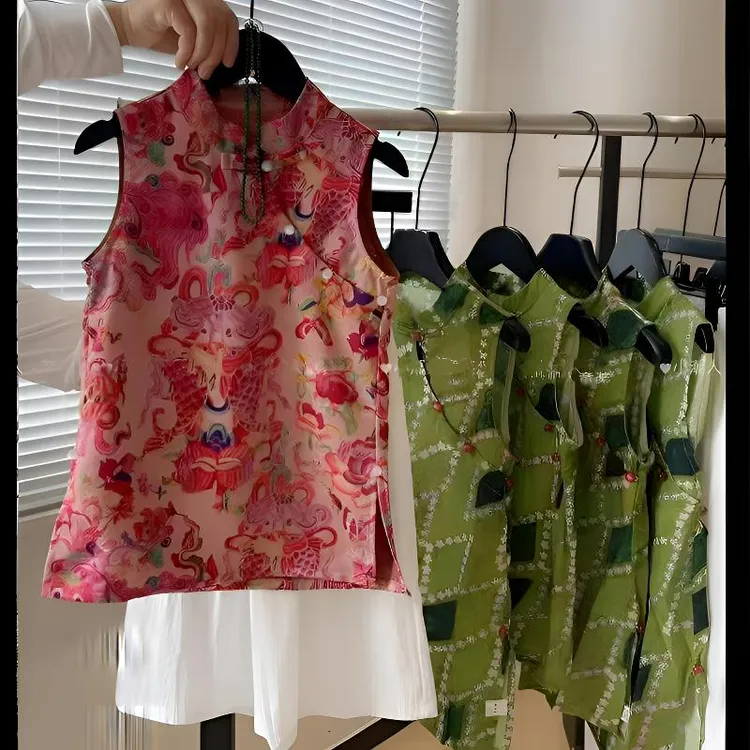 女童新中式锦鲤旗袍套装2025端午新款儿童夏季古风连衣裙休闲裤子