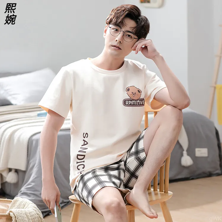 2025年新款睡衣男夏纯棉短袖卡通家居服薄款男士睡衣春夏两件套装