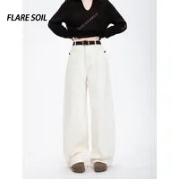 【FLARE SOIL】经典白牛休闲牛仔裤高腰裤子拼接长裤 T4730B