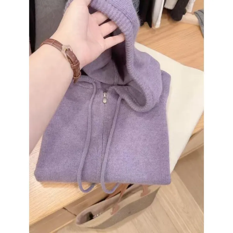 七言家巨好看！香芋紫连帽抽绳双拉链帽衫开衫@