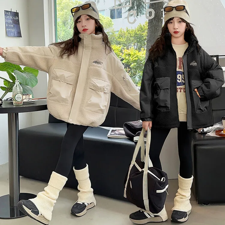 女童棉服外套新款洋气加厚2025秋冬款中大童棉衣初中学生长款棉袄