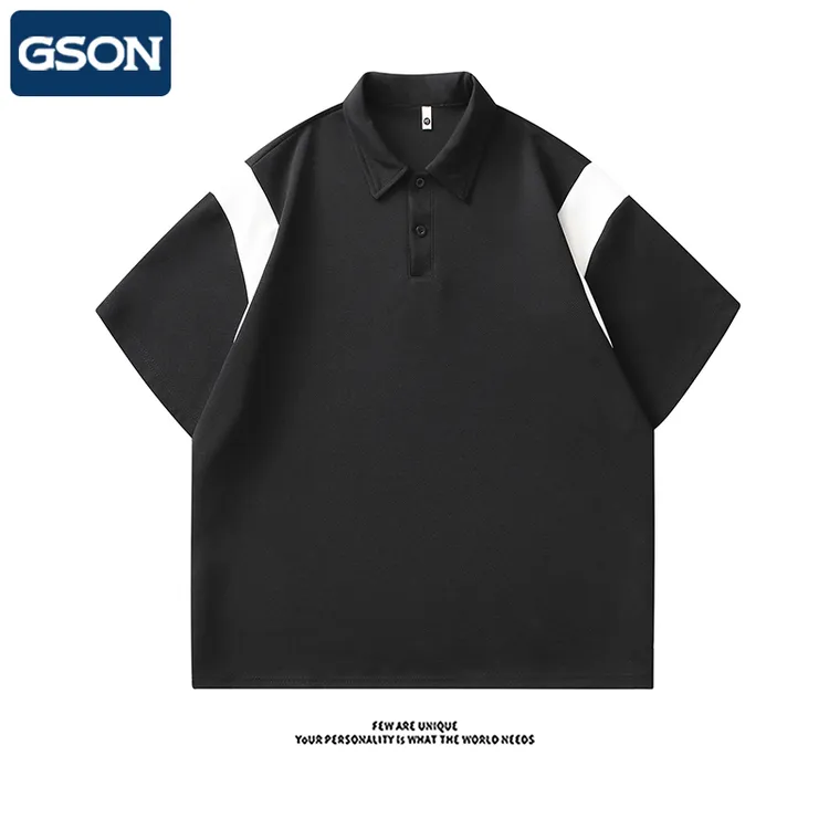 GSON冰丝Polo衫男款夏季2025新款港风拼色百搭轻薄透气Polo衫短袖