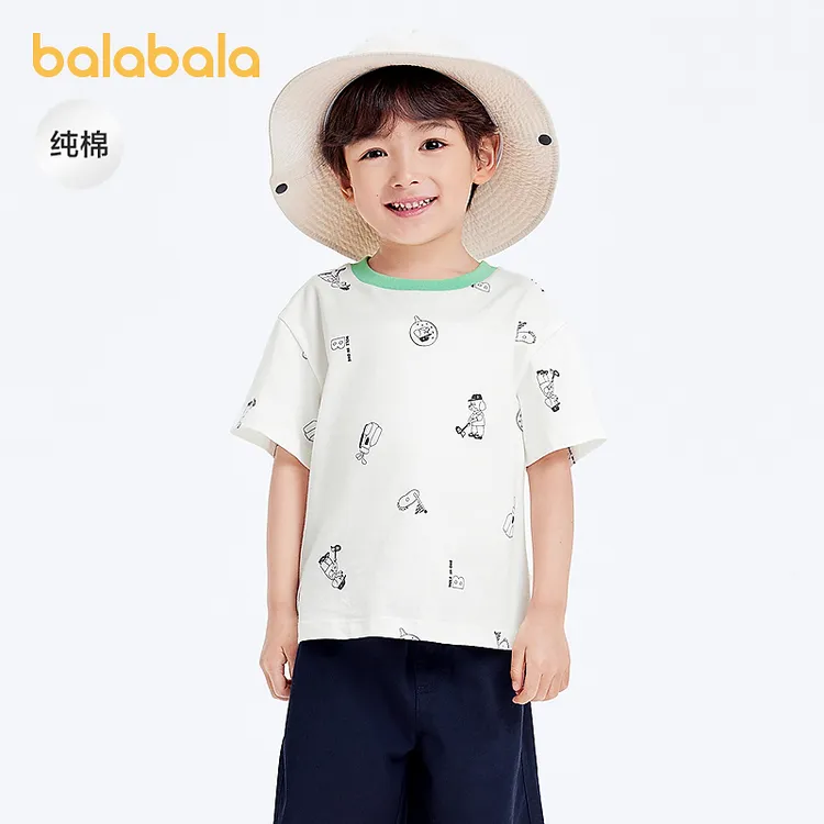 巴拉巴拉童装男童短袖T恤小童儿童夏装纯棉卡通印花圆领上衣潮流