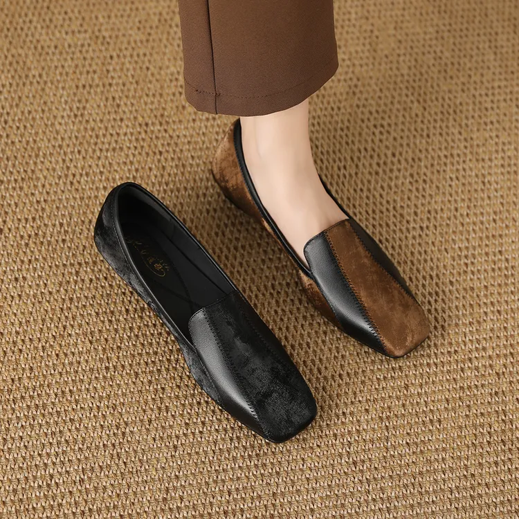 1722-7乐福鞋舒适真皮单鞋新中式复古软底低跟大码女鞋休闲