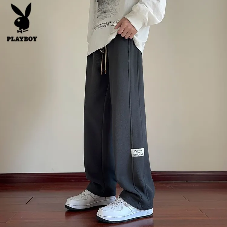 花花公子男士2025新款阔腿休闲裤子运动秋季直筒宽松百搭垂感长裤