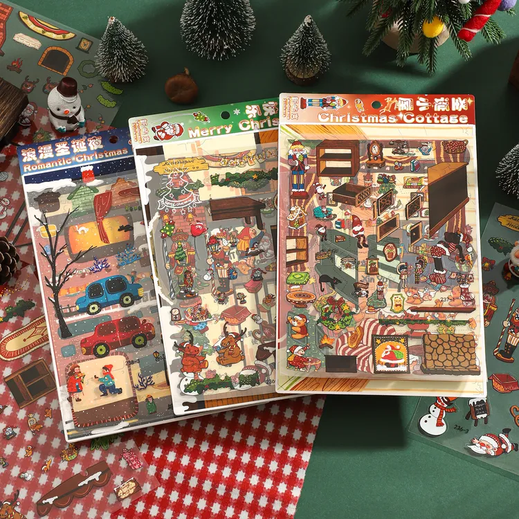 新屿言34.0圣诞系列造景贴纸微缩场景贴3D造景手工DIY贴