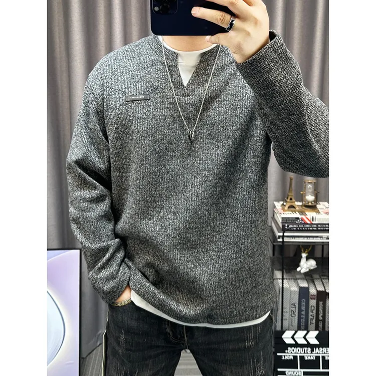 2025秋冬新款假两件卫衣男潮流设计感休闲宽松30岁至35岁男士打底