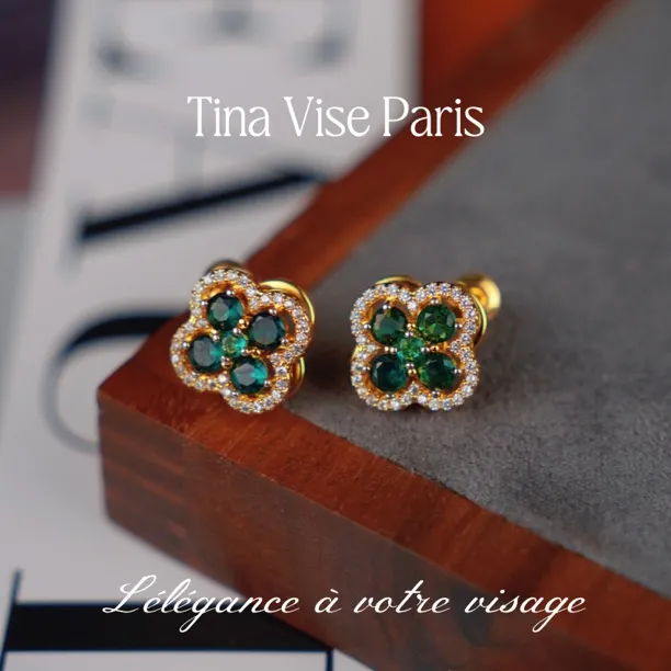 镀k金 A682《绿野寻踪》法⭐️ Tina Vise 缇娜薇斯 耳钉