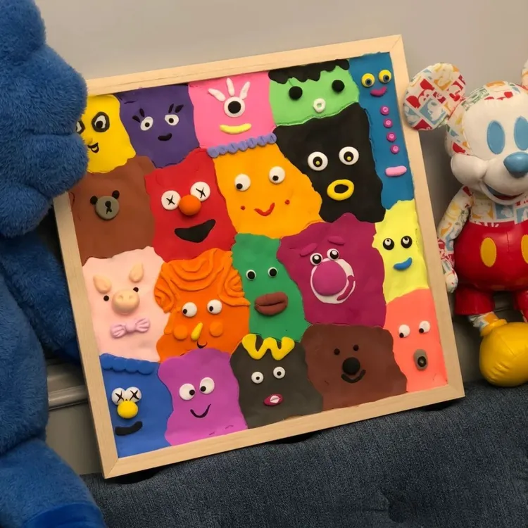 超轻黏土可爱萌宠表情包手工DIY木质立体画画框材料包创意粘土