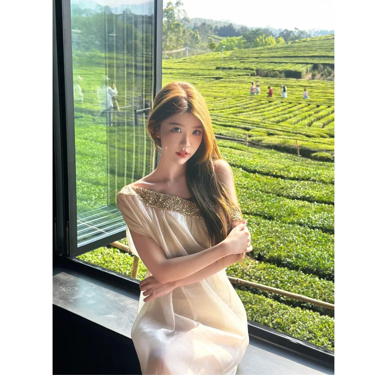 法式亮片露肩无袖连衣裙女夏季度假风网纱长裙子叠穿抹胸裙两件套