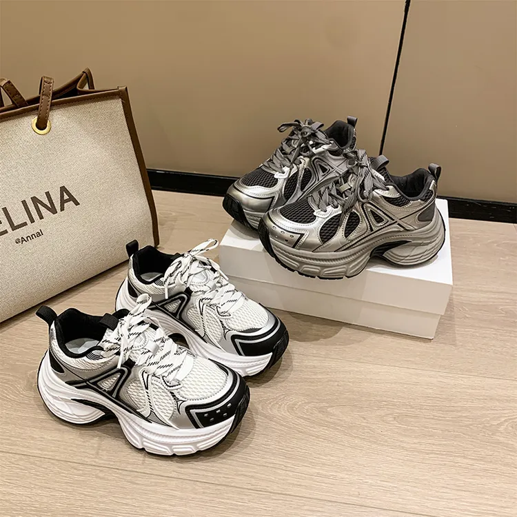 厚底增高老爹鞋女2025秋季新款炸街百搭舒适轻便小个子休闲运动鞋