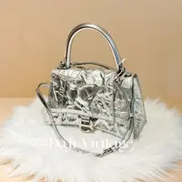 99新 Balenciaga/巴黎世家 大吉中古巴黎世家银色压纹沙漏s斜挎包