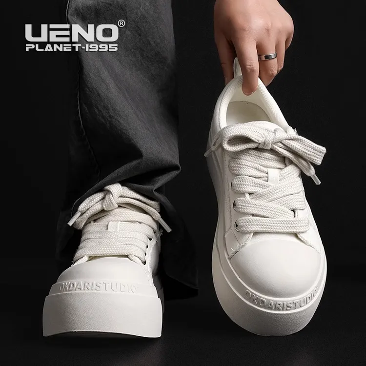 OKKO黑白大头帆布鞋男春夏百搭透气休闲板鞋厚底增高小白鞋情侣款