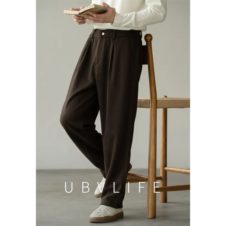 老钱风羊毛混纺垂感直筒西裤男士2025秋季轻商务亲肤保暖休闲长裤