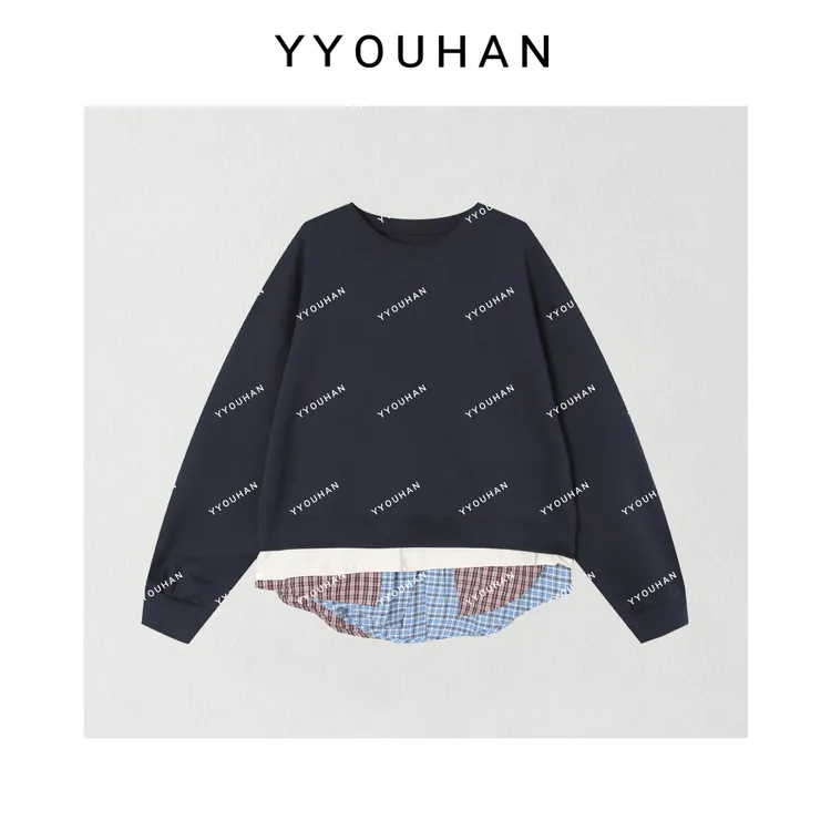 YYOUHAN 2025新款【拼接艺术】极简拼接下摆宽松显瘦卫衣 2508C4984