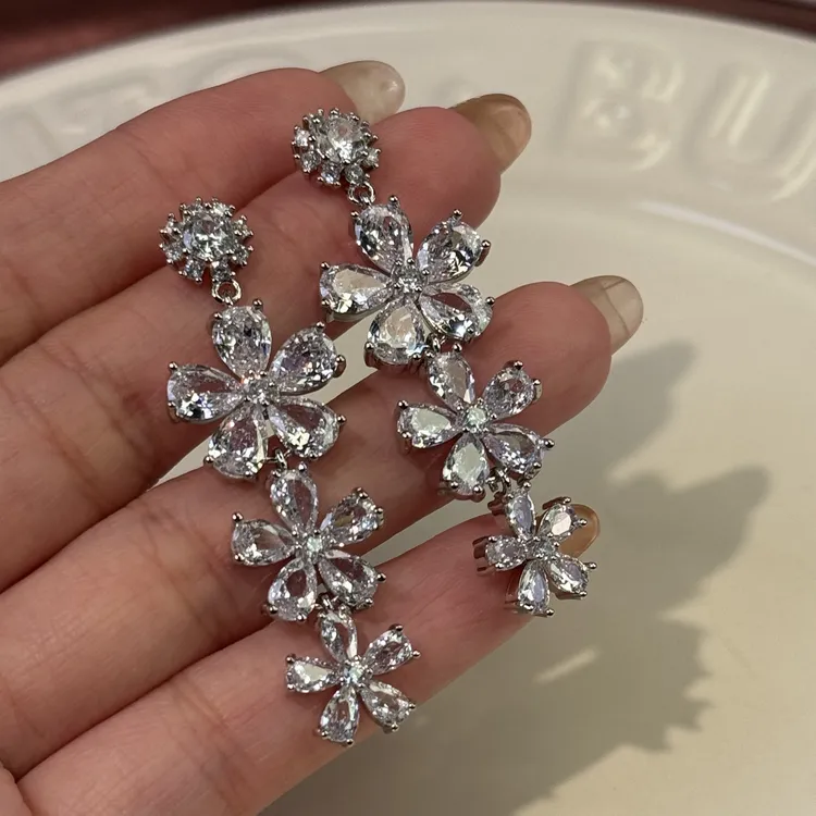 铜合金耳饰 浅意】闪钻重工耳环满天星仙女流苏轻奢时尚高级感耳坠