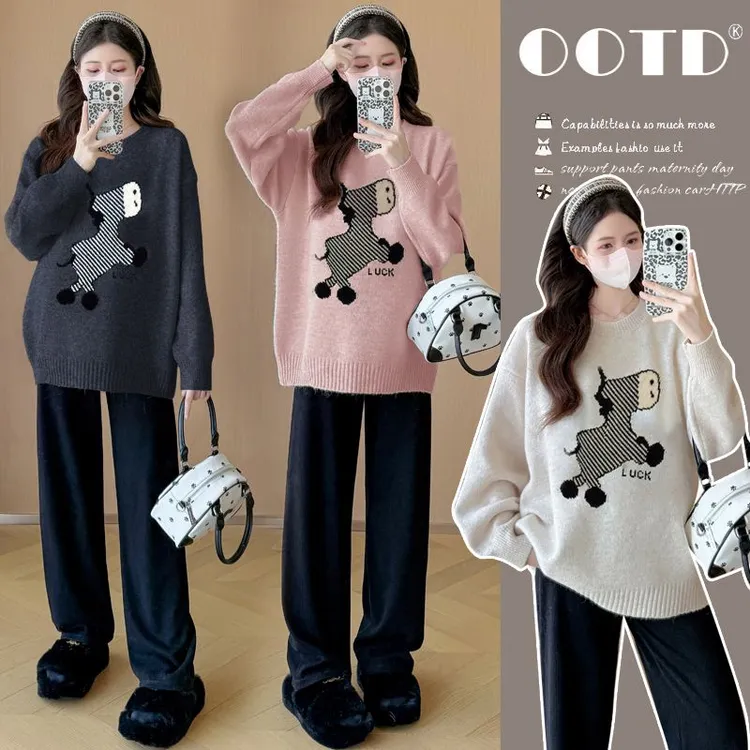 孕妇装秋冬装2025新款外穿卡通长袖宽松休闲百搭时尚减龄上衣女
