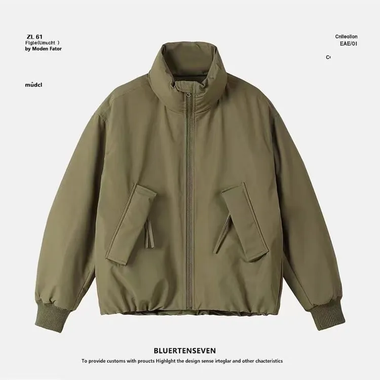 短款立领美式复古弯刀袖立领廓形夹克棉服男女冬季加厚宽松棉衣