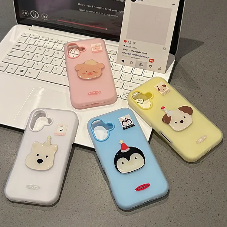 雅天立西高地企鹅贴件适用iPhone16肤感13手机壳华为vivo小米oppo