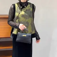 深圳乔莎【牡丹花100%人丝】新中式国风拼接重工提花马甲