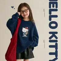辰辰妈【简单爱】女童正版kitty卡通印花圆领毛衣亲子装上衣8917DH