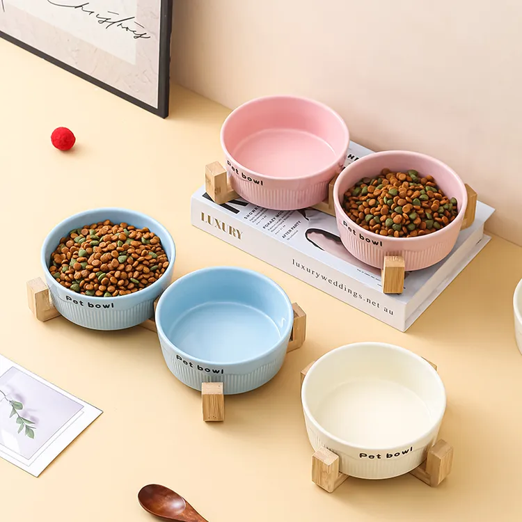 猫陶瓷狗双大号狗碗猫咪食盆狗盆喝水猫粮宠物猫咪小猫猫食碗猫碗