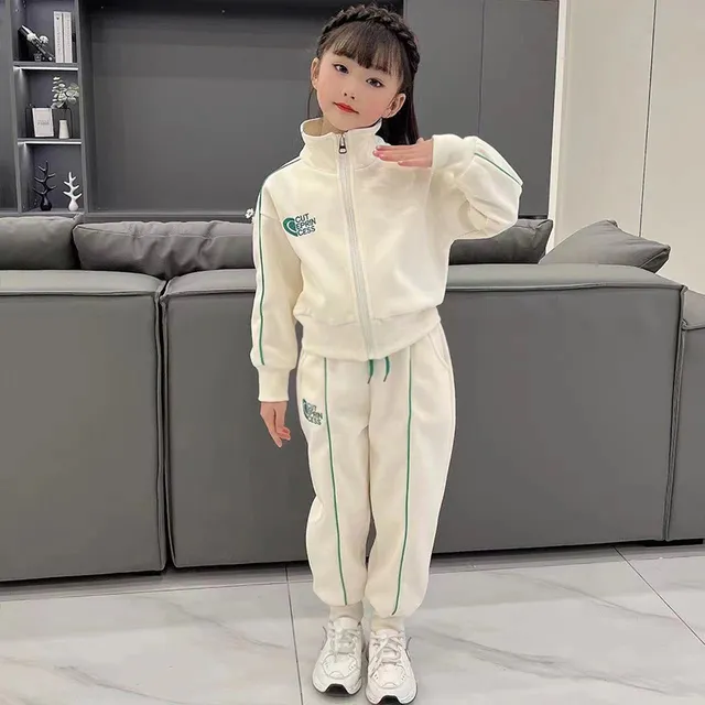女童春秋套装2025新款洋气儿童运动服中大童装休闲外套长裤两件套