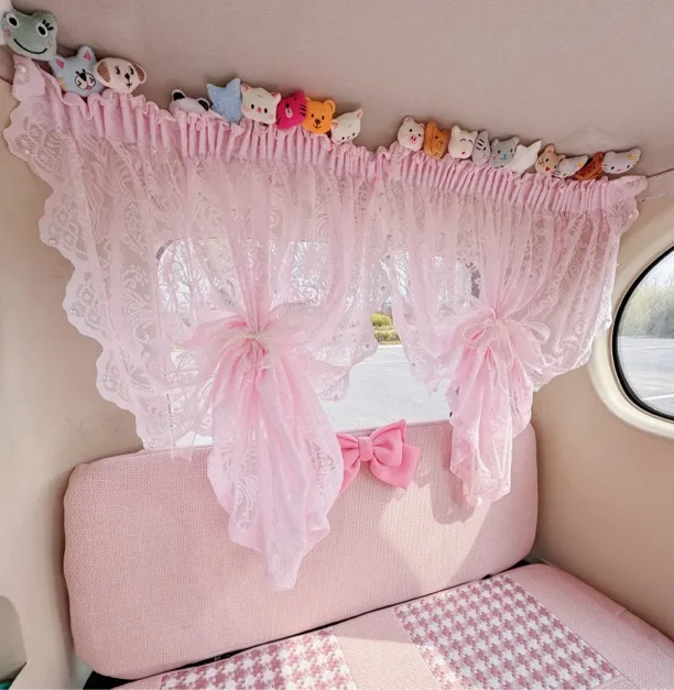 【发光的小王专属】三轮车四轮车魔术贴帘装饰防晒蕾丝纱帘短帘