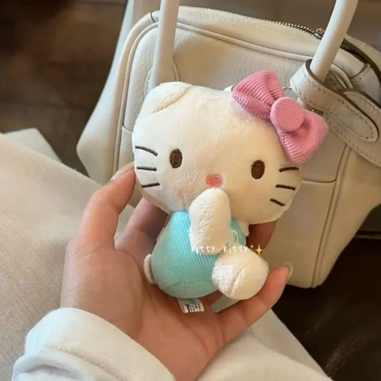 中古kitty侧身kt猫挂件毛绒公仔可爱捂嘴坐姿凯蒂猫包包挂饰礼物