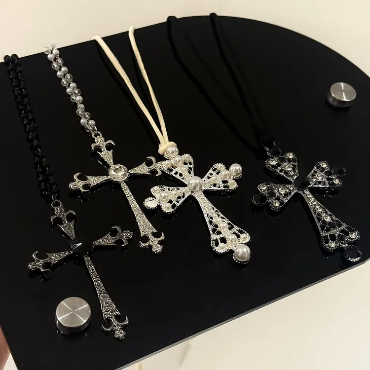 合金项链 【17SR】重工轻奢百搭朋克小众设计感十字架多层叠戴