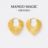 mango magic 铜合金耳饰 法式优雅耳扣轻奢气质光芒爱心耳环 9930
