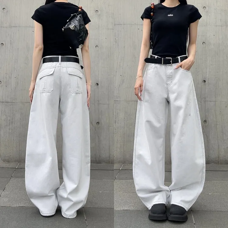 92311简约牛仔裤女2025年爆款直筒阔腿显瘦洗水复古阔腿裤子