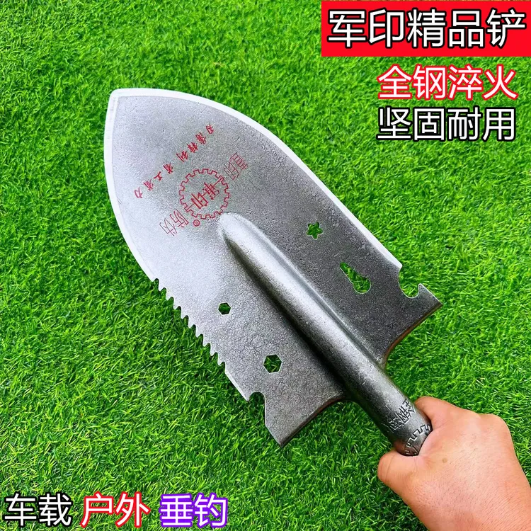 军印多功能户外铲锰钢尖头铲露营车载垂钓挖土防身全钢户外园艺铲