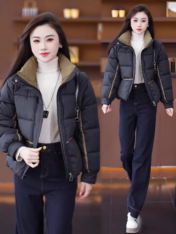 时尚羽绒棉服女2025冬季新款洋气显瘦小个子加厚保暖休闲棉衣外套