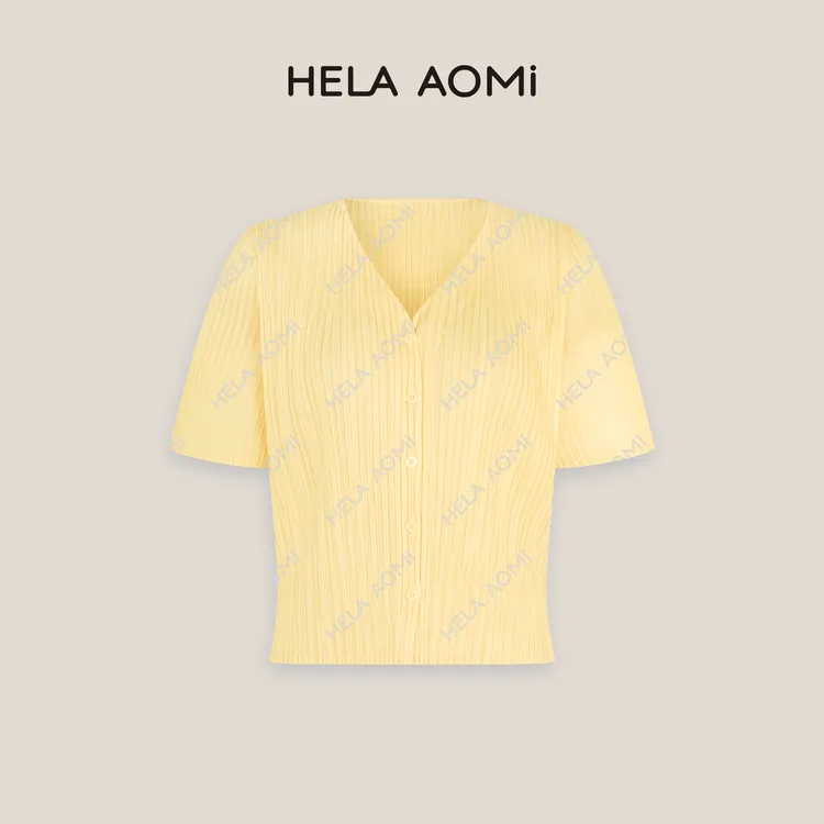 HELA AOMI“糖果三宅”褶皱设计感收腰显瘦简约百搭衬衫CY5BZ11833