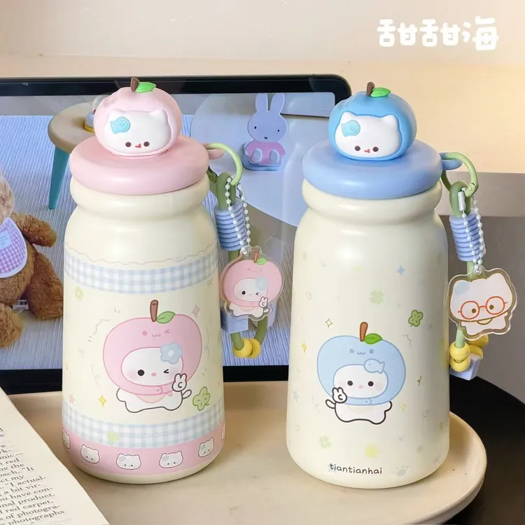 新款网红水杯高颜值可爱ins直饮316不锈钢吸管杯大容量便携保温杯