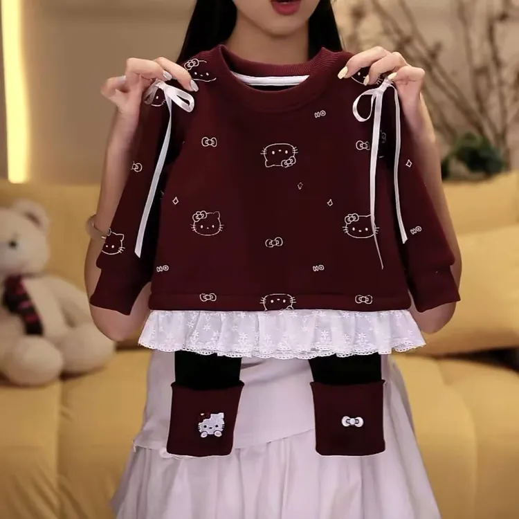 女童可爱时尚卡通卫衣堆堆袜裤子套装2025秋季两件套上衣打底裤潮