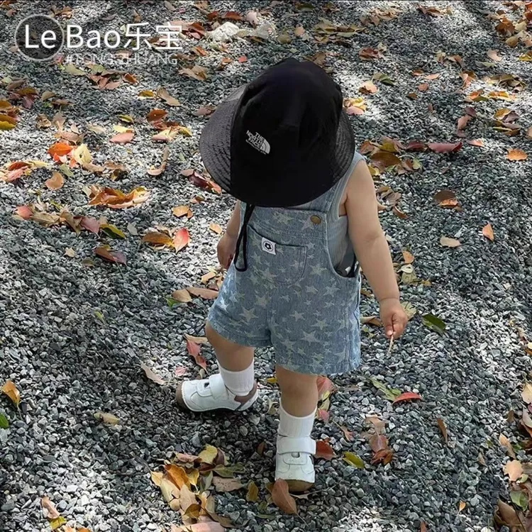 韩版童装男童背带裤儿童2025夏装新款宝宝时髦洋气蓝色牛仔短裤潮