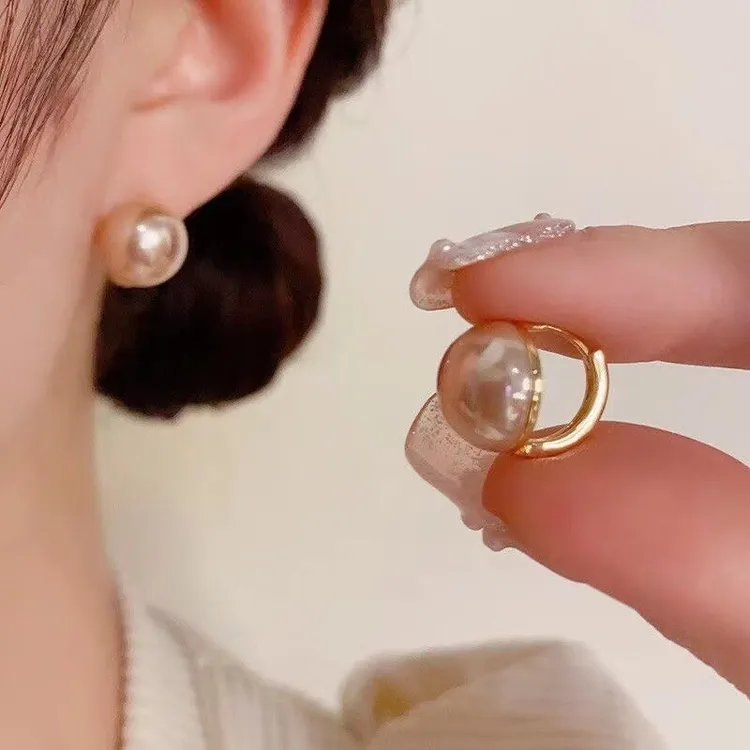 轻奢高级感香槟色珠珠耳扣小众简约气质优雅小巧时尚耳饰耳环