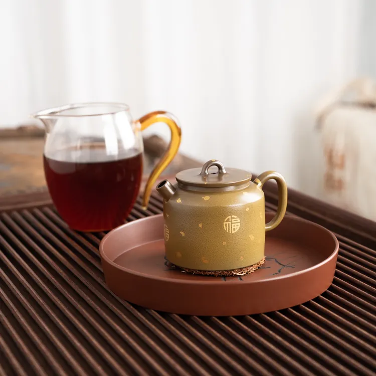 『橘皮烧洒金五福小罐壶』坭兴陶茶壶球孔窑变精致茶具160毫升12024