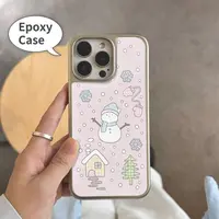 韩系可爱雪人元素滴胶适用苹果17promax手机壳iphone16新款15女43