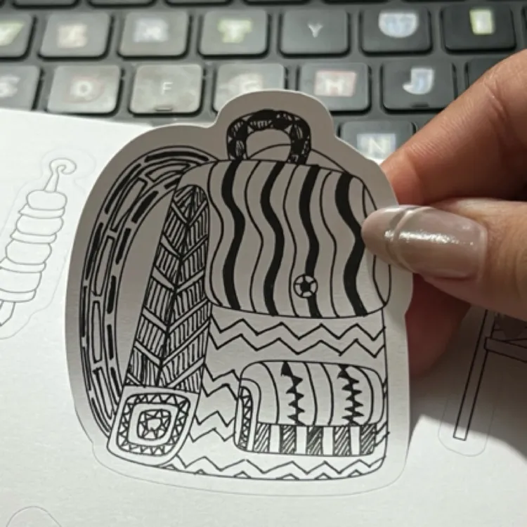 DIY涂色贴纸贴纸套装幼儿填色加厚简笔画手工白色线稿涂色贴纸