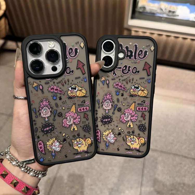 涂鸦炸毛女孩适用于苹果iPhone16/15/14/13promax肤感手机壳