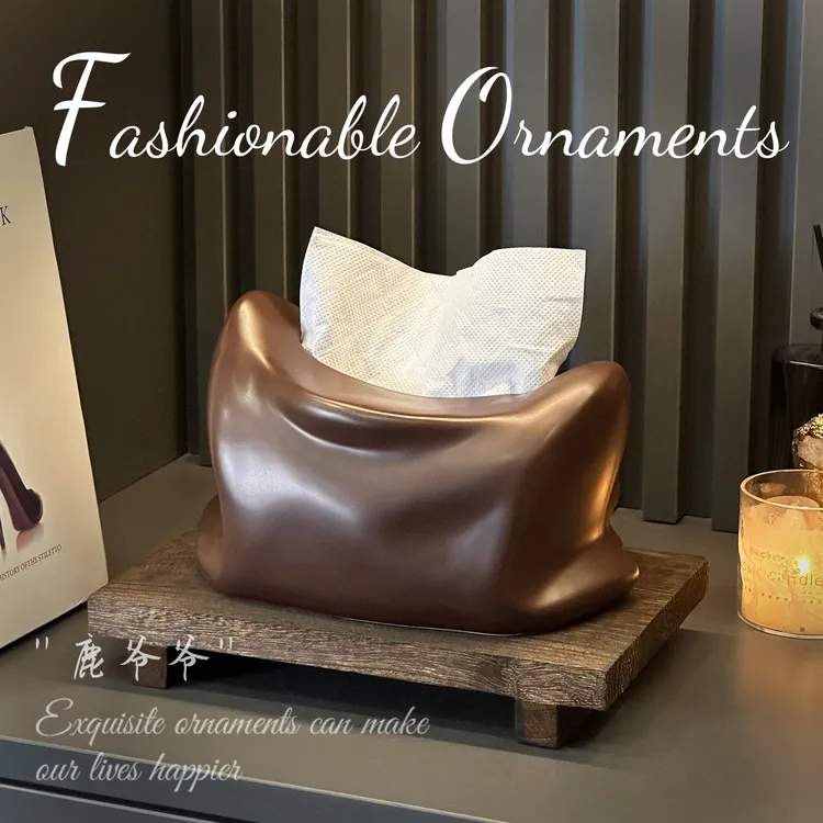 轻奢复古陶瓷枕头纸巾盒高档可爱茶几卧室纸巾盒客厅装饰品摆件