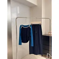 【信封领&拼色长袖套装】早秋款！美式辣妹感百搭休闲长袖弯刀裤