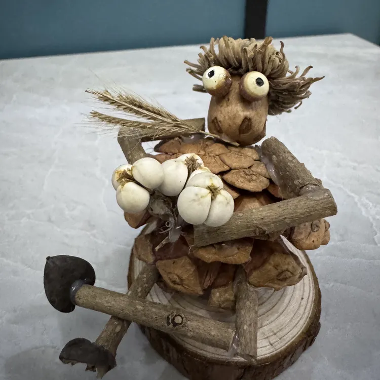 田园小人松果手工DIY创意装饰幼儿园学校礼物制作生日家居摆件