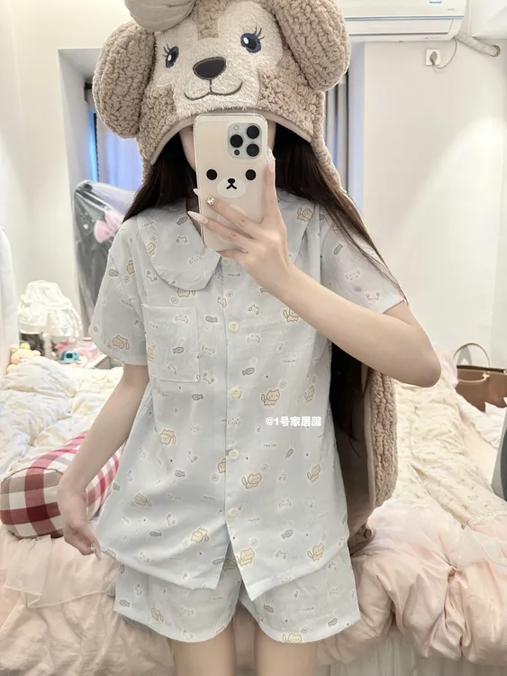 睡衣女夏天女大学生睡衣爆款2025新款可爱小鱼甜美宽松家居服套装