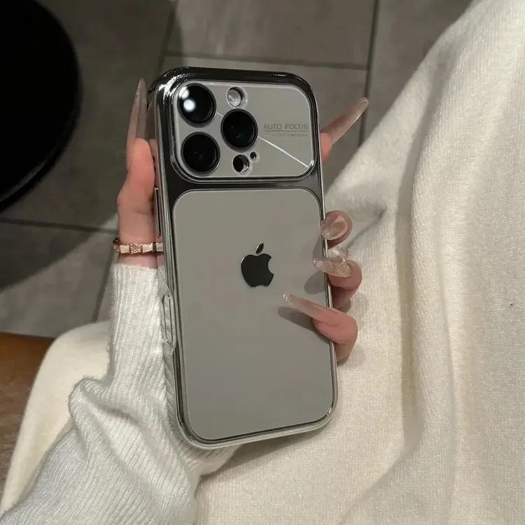 适用苹果17promax手机壳16pro磨砂电镀镭射大视窗全包防摔保护套