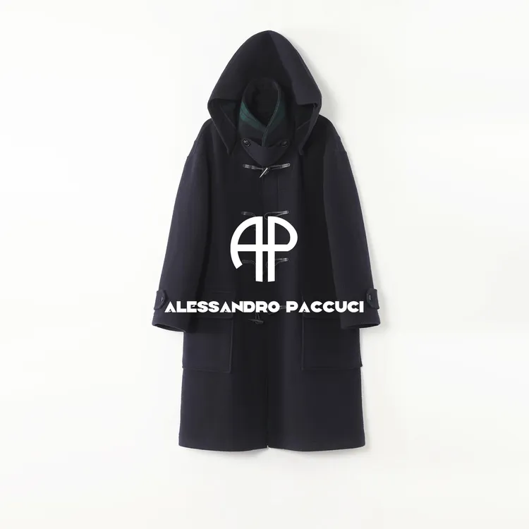 AP洛哥54039DY【牛角扣大衣】绵羊毛手工可拆卸帽子时尚百搭大衣